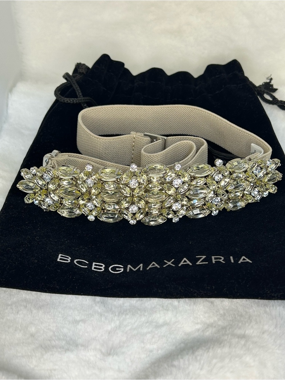 BCBGMAXAZRIA JEWELED STRETCH BELT